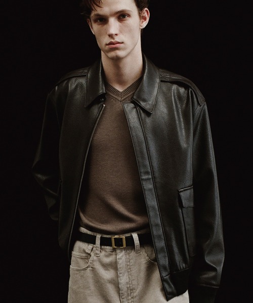 WYM LIDNM(ウィム バイ リドム)の「A-2 ARTIFICIAL GRAIN FLIGHT JACKET(ブルゾン・メンズ・ブラック/ダークブラウン・S/XS/M/L)」の12枚目の写真
