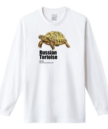 Moftique(モフティック) 長袖Tシャツ ロシアリクガメ 亀 爬虫類 ペット アニマル プリント Tシャツ 長袖 ロンT ロングTシャツ トップス カットソー レディース ユニセックス 春 秋