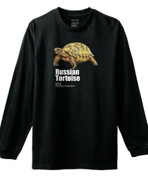 Moftique(モフティック) 長袖Tシャツ ロシアリクガメ 亀 爬虫類 ペット アニマル プリント Tシャツ 長袖 ロンT ロングTシャツ トップス カットソー レディース ユニセックス 春 秋