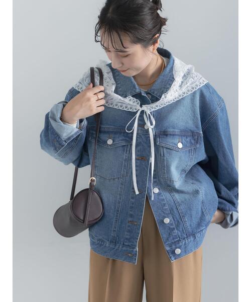 Te chichi(テチチ)の「デニムジャケット(ノーカラージャケット・レディース・ブルー/ネイビー・F)」の1枚目の写真