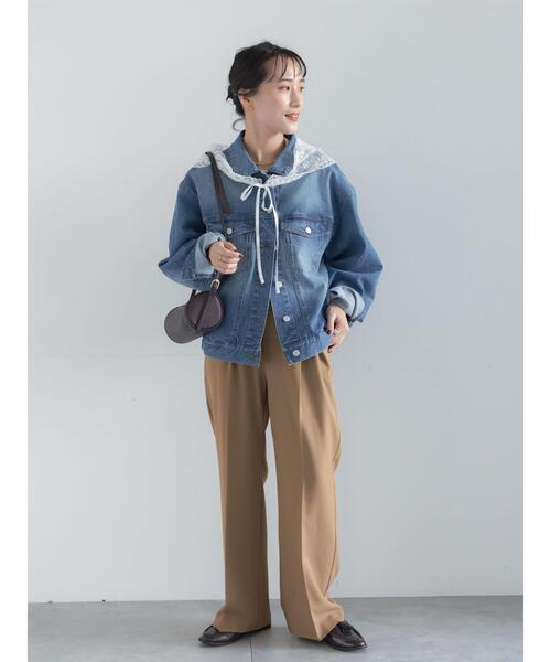 Te chichi(テチチ)の「デニムジャケット(ノーカラージャケット・レディース・ブルー/ネイビー・F)」の4枚目の写真