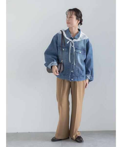 Te chichi(テチチ)の「デニムジャケット(ノーカラージャケット・レディース・ブルー/ネイビー・F)」の5枚目の写真
