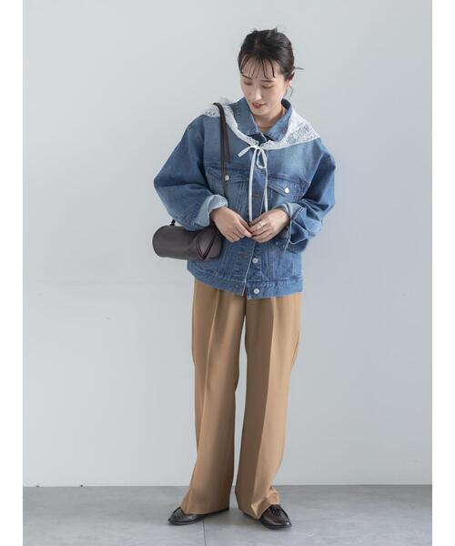 Te chichi(テチチ)の「デニムジャケット(ノーカラージャケット・レディース・ブルー/ネイビー・F)」の6枚目の写真