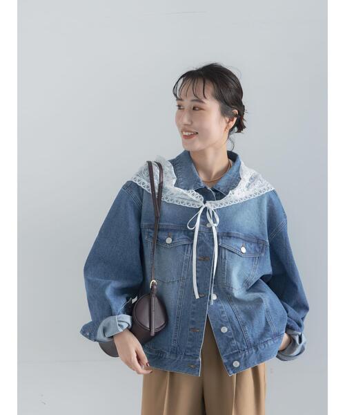 Te chichi(テチチ)の「デニムジャケット(ノーカラージャケット・レディース・ブルー/ネイビー・F)」の8枚目の写真