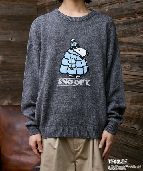 PUBLUX(パブリュクス)の「PUBLUX/パブリュクス THE PEANUTS/Snoopy/Woodstock/スヌーピー/ウッドストック デザインニット 限定展開(ニット/セーター・メンズ・グレー/レッド/ブラウン/イエロー/ダークブラウン・SMALL/LARGE/MEDIUM)」の21枚目の写真
