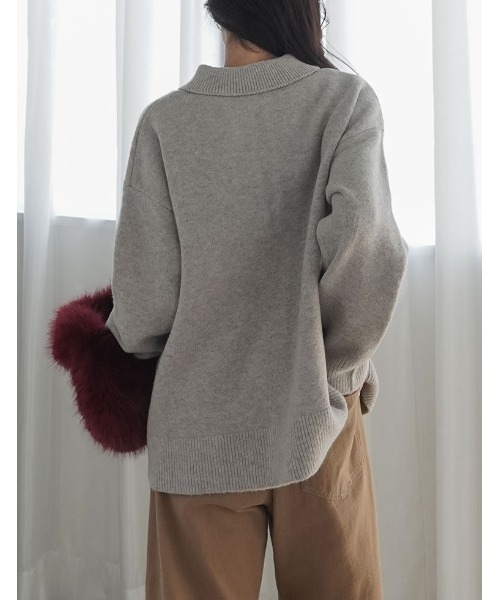 Re:EDIT（リエディ）の「[2026AW PRE ORDER]アルパカタッチホック付き2WAYニットトップス（ニット/セーター・レディース・アイボリー/ブラウン/ベージュ/グレー/ブラック・LARGE/MEDIUM）」の14枚目の写真
