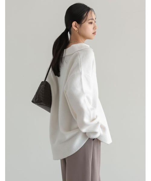 Re:EDIT（リエディ）の「[2026AW PRE ORDER]アルパカタッチホック付き2WAYニットトップス（ニット/セーター・レディース・アイボリー/ブラウン/ベージュ/グレー/ブラック・LARGE/MEDIUM）」の20枚目の写真