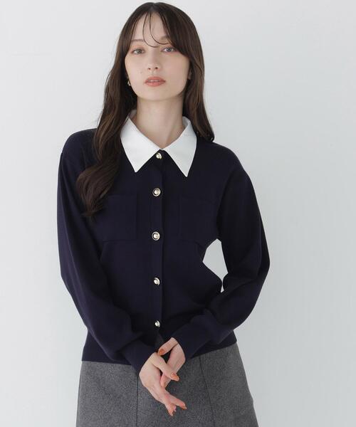 NATURAL BEAUTY BASIC(ナチュラルビューティーベーシック)の「〈WEB限定〉2WAYカラーニットカーディガン(カーディガン/ボレロ・レディース・ネイビー/オフホワイト/チャコールグレー・FREE)」の3枚目の写真