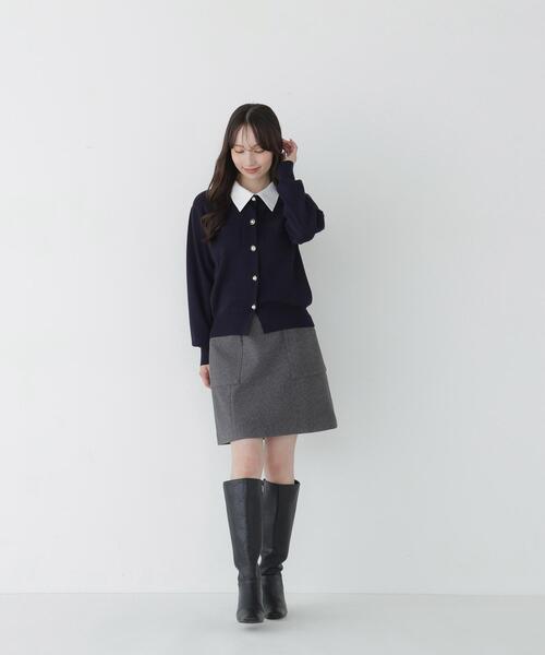 NATURAL BEAUTY BASIC(ナチュラルビューティーベーシック)の「〈WEB限定〉2WAYカラーニットカーディガン(カーディガン/ボレロ・レディース・ネイビー/オフホワイト/チャコールグレー・FREE)」の14枚目の写真
