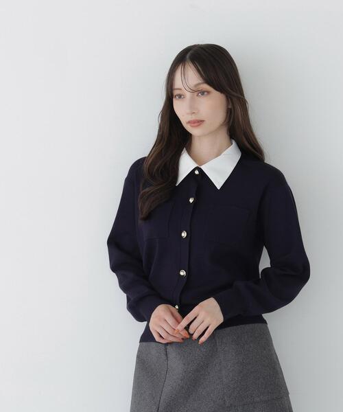 NATURAL BEAUTY BASIC(ナチュラルビューティーベーシック)の「〈WEB限定〉2WAYカラーニットカーディガン(カーディガン/ボレロ・レディース・ネイビー/オフホワイト/チャコールグレー・FREE)」の15枚目の写真