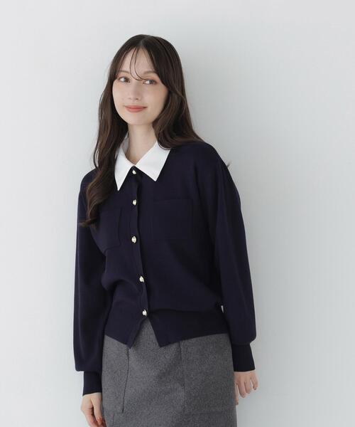 NATURAL BEAUTY BASIC(ナチュラルビューティーベーシック)の「〈WEB限定〉2WAYカラーニットカーディガン(カーディガン/ボレロ・レディース・ネイビー/オフホワイト/チャコールグレー・FREE)」の10枚目の写真
