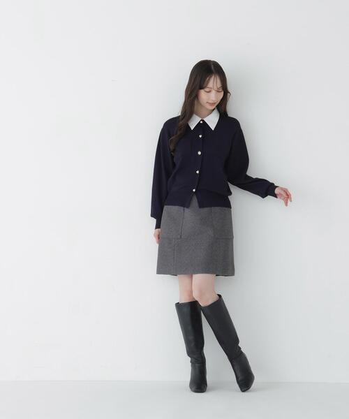 NATURAL BEAUTY BASIC(ナチュラルビューティーベーシック)の「〈WEB限定〉2WAYカラーニットカーディガン(カーディガン/ボレロ・レディース・ネイビー/オフホワイト/チャコールグレー・FREE)」の6枚目の写真