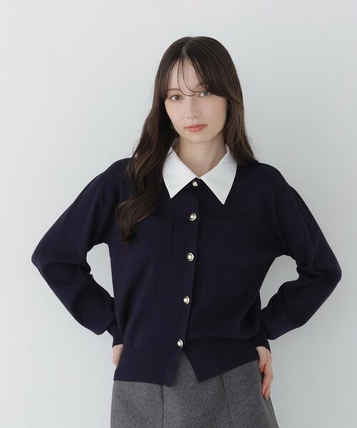 NATURAL BEAUTY BASIC(ナチュラルビューティーベーシック)の「〈WEB限定〉2WAYカラーニットカーディガン(カーディガン/ボレロ・レディース・ネイビー/オフホワイト/チャコールグレー・FREE)」の7枚目の写真