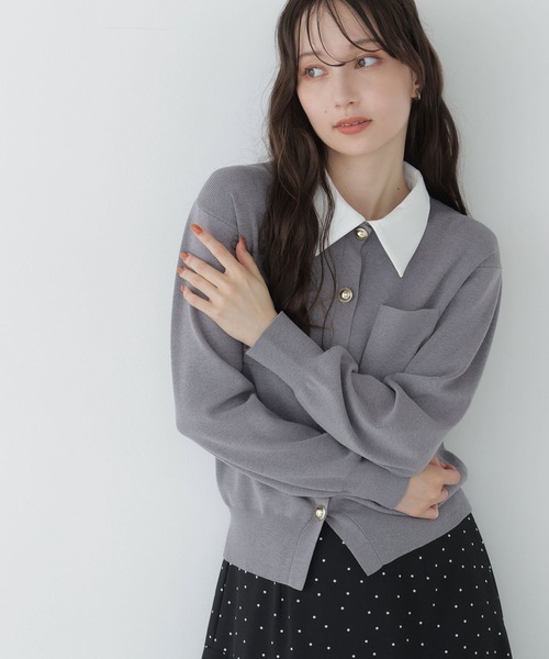 NATURAL BEAUTY BASIC(ナチュラルビューティーベーシック)の「〈WEB限定〉2WAYカラーニットカーディガン(カーディガン/ボレロ・レディース・ネイビー/オフホワイト/チャコールグレー・FREE)」の1枚目の写真