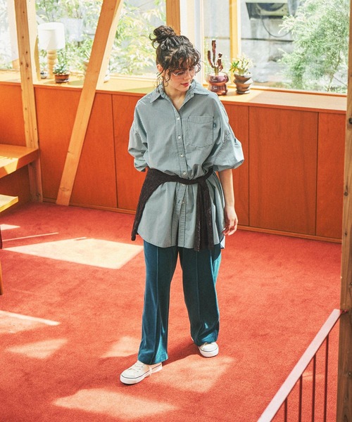niko and...(ニコアンド)の「ケアイージーアソートBOYシャツ(シャツ/ブラウス・レディース・グリーン/ブルー/ブラウン・MEDIUM/BIG(L))」の9枚目の写真