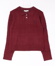 【U.S. POLO ASSN./ユーエスポロアッスン】【コンパクトすぎずルーズすぎない絶妙なサイズ感】ケーブルニットポロシャツ ケーブル編み 配色デザイン 柔らかい カジュアル きれいめ