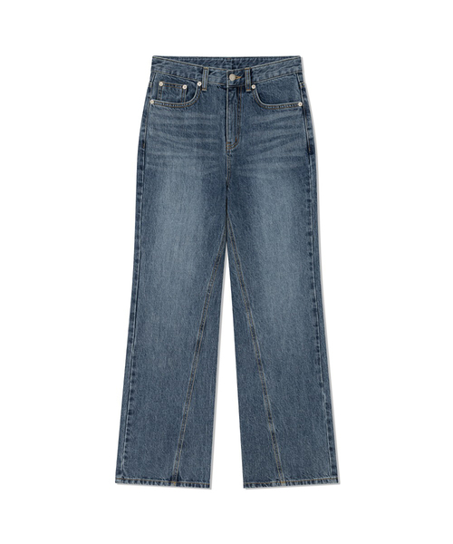 Yuje(ユジェ)の「CUT OUT DENIM 001 (2color, 3size)(デニムパンツ・レディース・ダークブルー/ブラック・SMALL/MEDIUM/LARGE)」の1枚目の写真