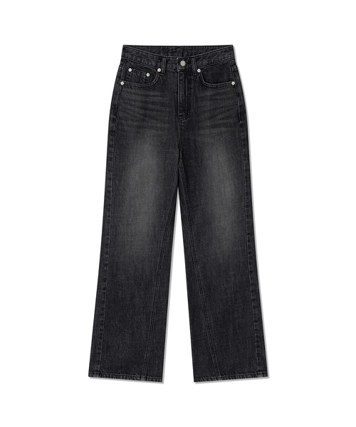 Yuje(ユジェ)の「CUT OUT DENIM 001 (2color, 3size)(デニムパンツ・レディース・ダークブルー/ブラック・SMALL/MEDIUM/LARGE)」の2枚目の写真