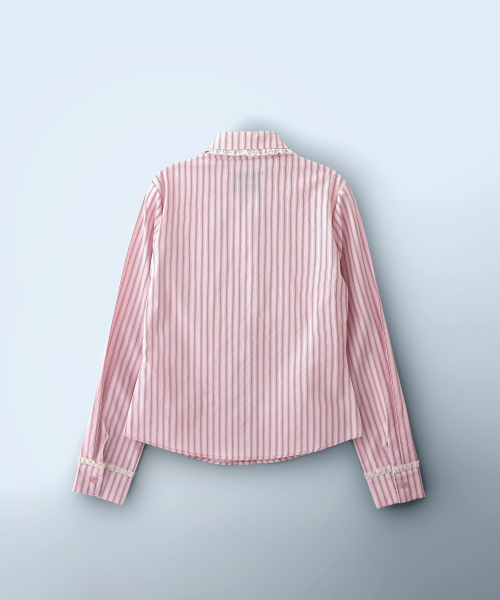 BadBlue(バッドブルー)の「Stripe Lace Tie Shirt Pink(シャツ/ブラウス・レディース・その他・FREE)」の8枚目の写真