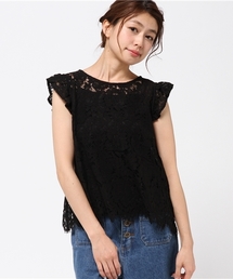 E hyphen world gallery | ・インナｰキャミ付きレｰスフリルプルオｰバｰ(Tシャツ/カットソー)