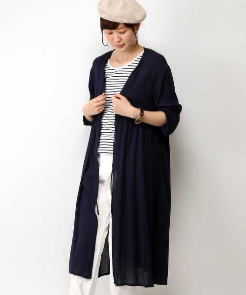LBC(エルビーシー)の「レーヨンクレープペザント風ワンピース(ワンピース・レディース・オフホワイト/ネイビー・MEDIUM/LARGE)」の2枚目の写真