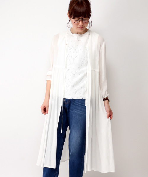 LBC(エルビーシー)の「レーヨンクレープペザント風ワンピース(ワンピース・レディース・オフホワイト/ネイビー・MEDIUM/LARGE)」の1枚目の写真