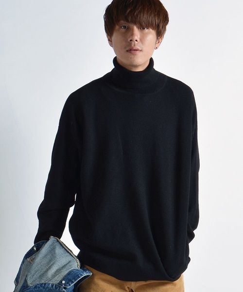 SHIPS JET BLUE(シップスジェットブルー)の「SHIPS JET BLUE: ルーズ タートルネックニット■(ニット/セーター・メンズ・ブラック/グレー/ネイビー・MEDIUM/LARGE)」の2枚目の写真