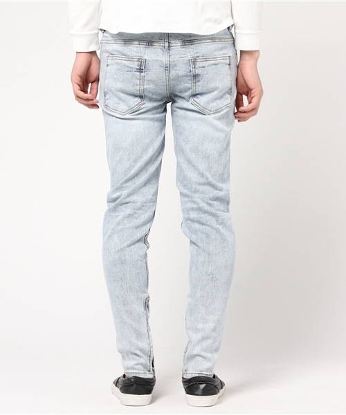 JACKROSE（ジャックローズ）の「ZIPダメージスキニーデニム（デニムパンツ・メンズ・ブラック/サックスブルー・L/M/S）」の4枚目の写真