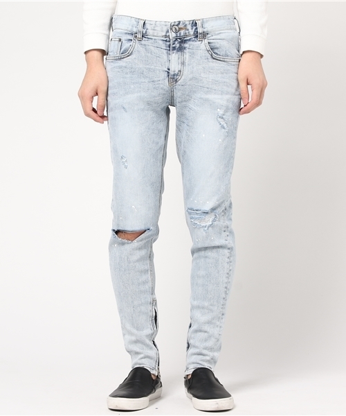 JACKROSE（ジャックローズ）の「ZIPダメージスキニーデニム（デニムパンツ・メンズ・ブラック/サックスブルー・L/M/S）」の5枚目の写真