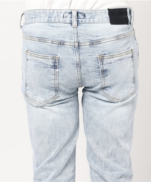JACKROSE（ジャックローズ）の「ZIPダメージスキニーデニム（デニムパンツ・メンズ・ブラック/サックスブルー・L/M/S）」の9枚目の写真