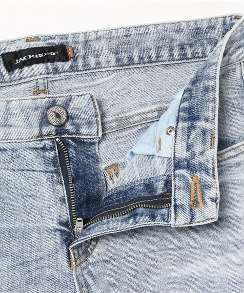 JACKROSE（ジャックローズ）の「ZIPダメージスキニーデニム（デニムパンツ・メンズ・ブラック/サックスブルー・L/M/S）」の12枚目の写真