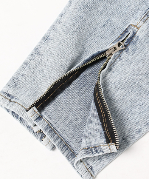 JACKROSE（ジャックローズ）の「ZIPダメージスキニーデニム（デニムパンツ・メンズ・ブラック/サックスブルー・L/M/S）」の7枚目の写真
