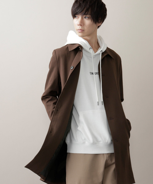 MONO-MART(モノマート)の「TRストレッチスーツ地ステンカラーコート(ステンカラーコート・メンズ・ベージュ/ネイビー/チャコールグレー/ブラウン/ブラック/ブラック系その他/グレー・M/L)」の5枚目の写真