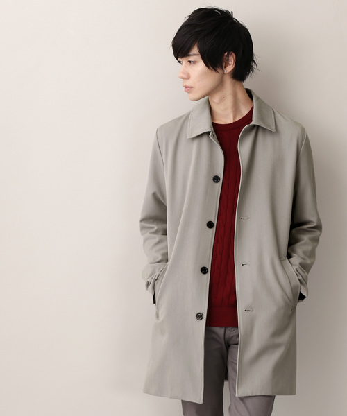 MONO-MART(モノマート)の「TRストレッチスーツ地ステンカラーコート(ステンカラーコート・メンズ・ベージュ/ネイビー/チャコールグレー/ブラウン/ブラック/ブラック系その他/グレー・M/L)」の4枚目の写真