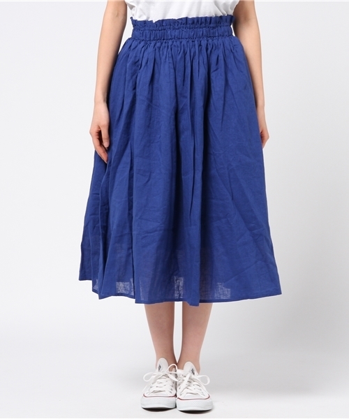 LBC(エルビーシー)の「リネンコットンギャザースカート (スカート・レディース・グレー/ブルー・MEDIUM/LARGE)」の3枚目の写真