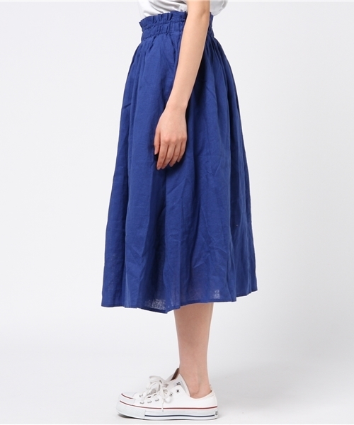 LBC(エルビーシー)の「リネンコットンギャザースカート (スカート・レディース・グレー/ブルー・MEDIUM/LARGE)」の4枚目の写真