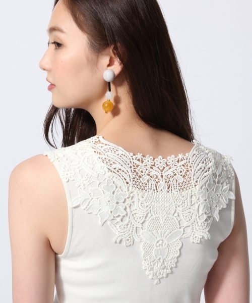 リハーズオールレースパッチワークタンクトップ GLOBAL WORK（グローバルワーク）の「【抗菌防臭】バックフラワー