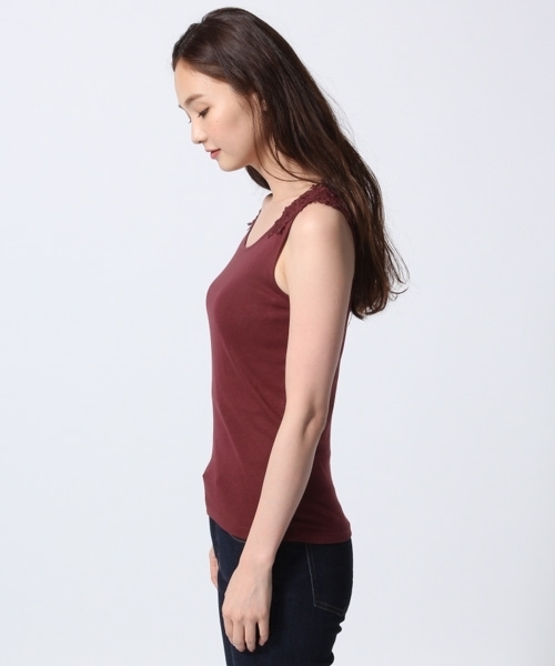 GLOBAL WORK（グローバルワーク）の「【抗菌防臭】バックフラワーレースタンク/764068（タンクトップ・レディース・ネイビー/ダークブラウン/ベージュ系その他/ワインレッド/ホワイト/ブラック・SMALL/LARGE/MEDIUM）」の14枚目の写真