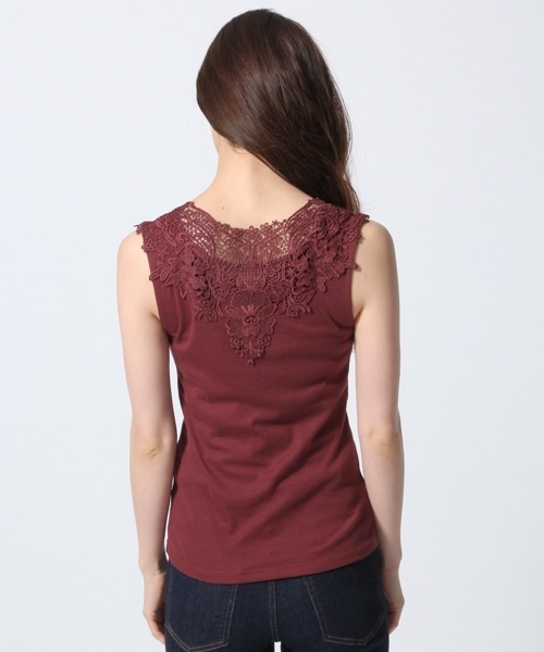 GLOBAL WORK（グローバルワーク）の「【抗菌防臭】バックフラワーレースタンク/764068（タンクトップ・レディース・ネイビー/ダークブラウン/ベージュ系その他/ワインレッド/ホワイト/ブラック・SMALL/LARGE/MEDIUM）」の15枚目の写真