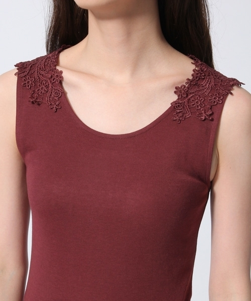 GLOBAL WORK（グローバルワーク）の「【抗菌防臭】バックフラワーレースタンク/764068（タンクトップ・レディース・ネイビー/ダークブラウン/ベージュ系その他/ワインレッド/ホワイト/ブラック・SMALL/LARGE/MEDIUM）」の16枚目の写真