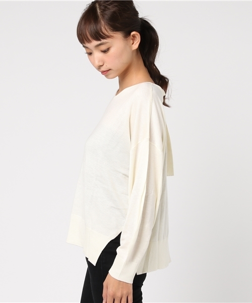 earth music&ecology（アースミュージックアンドエコロジー）の「バックVマルカンニットプルオーバー（ニット/セーター・レディース・ブラック/アイボリー/キャメル/ブルーグリーン/スモークピンク・FREE）」の9枚目の写真