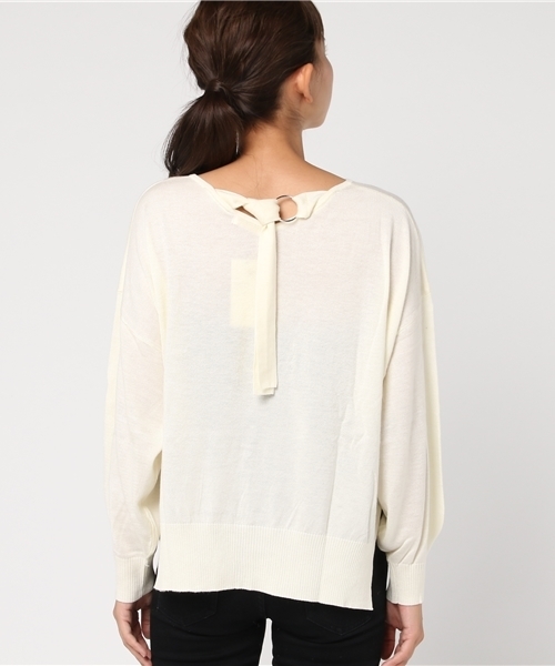 earth music&ecology（アースミュージックアンドエコロジー）の「バックVマルカンニットプルオーバー（ニット/セーター・レディース・ブラック/アイボリー/キャメル/ブルーグリーン/スモークピンク・FREE）」の12枚目の写真