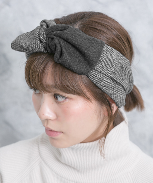 Smelly スメリー の ボリュームチェックコンビターバン ヘアバンド Wear