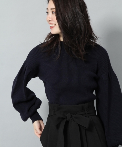 Andemiu（アンデミュウ）の「タックボリュームスリーブニット779255（ニット/セーター・レディース・グレー/ホワイト/ラベンダー/ネイビー・FREE）」の3枚目の写真