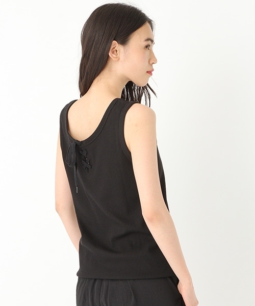niko and...（ニコアンド）の「[ACT LINE]レースアップタンク（Tシャツ/カットソー・レディース・オフホワイト/ブラック・LARGE/MEDIUM）」の2枚目の写真