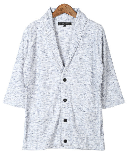 LUXSTYLE(ラグスタイル)の「ランダムテレコリブ7分袖ショールカラーカーディガン(カーディガン/ボレロ・メンズ・ホワイト/ブラック/ネイビー/グレー/レッド/ブルー/ブラック系その他/ワイン・M/L/XL)」の13枚目の写真