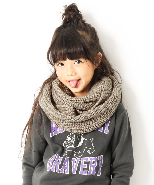 devirock(デビロック)の「無地ベーシックスヌード ネックウォーマー(ストール/ショール・キッズ・ブラック/モカ/ベージュ/ワイン/ネイビー/杢グレー・ONE SIZE)」の4枚目の写真