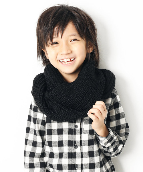 devirock(デビロック)の「無地ベーシックスヌード ネックウォーマー(ストール/ショール・キッズ・ブラック/モカ/ベージュ/ワイン/ネイビー/杢グレー・ONE SIZE)」の1枚目の写真