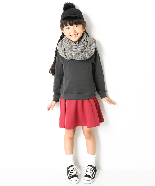 devirock(デビロック)の「無地ベーシックスヌード ネックウォーマー(ストール/ショール・キッズ・ブラック/モカ/ベージュ/ワイン/ネイビー/杢グレー・ONE SIZE)」の8枚目の写真