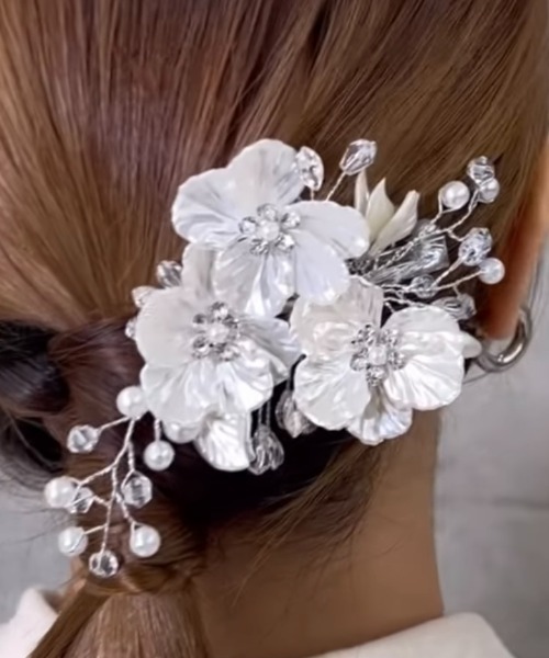 Cupid Heart(キューピッドハート)の「【Cupid Heart】結婚式アクセサリー ブーケクリップ髪飾り(バレッタ/ヘアクリップ・レディース・シルバー・MEDIUM)」の8枚目の写真